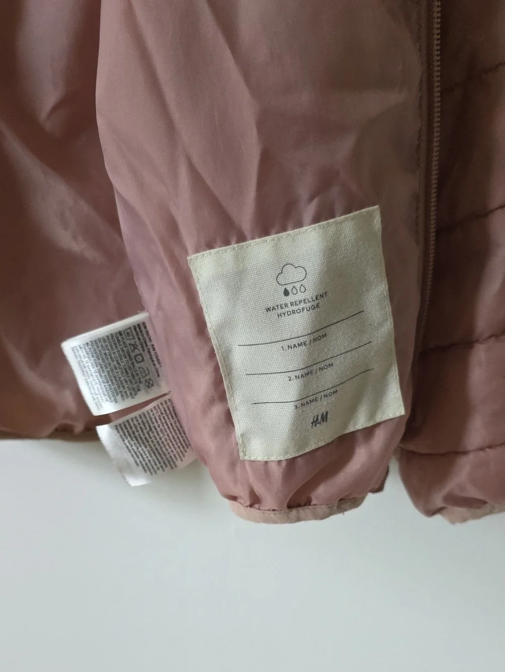 H&M Girls Hooded Puffer Jacket - Dusty Rose, 5T
